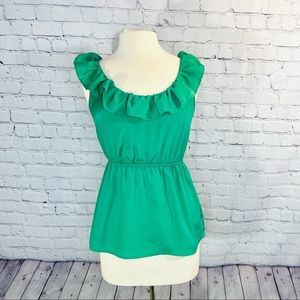 Forever 21 Emerald Green Ruffle Peplum Top Size S/P Sleeveless